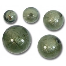 1 Murano Glass Gunmetal White Gold Foiled 12mm Round Bead