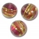10 Murano Glass 6mm Ruby Gold Foiled Band Round Beads