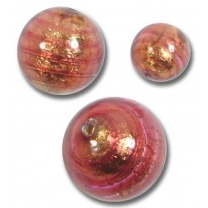 1 Murano Glass Rose Gold Foiled 12mm Round Bead