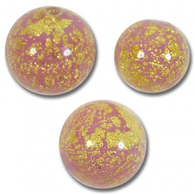 1 Murano Glass Crackle Gold Foiled Alabaster Rose 12mm Round Bead
