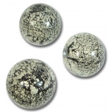 1 Murano Glass Crackle White Gold Foiled Black 12mm Round Bead