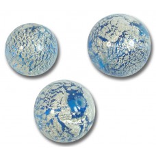 1 Murano Glass Crackle White Gold Foiled Aquamarine 12mm Round Bead