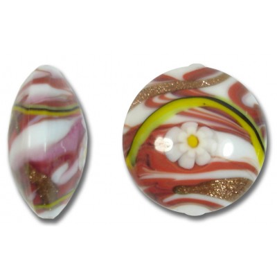 1 Murano Glass Medusa Ruby 24mm Lentil Bead