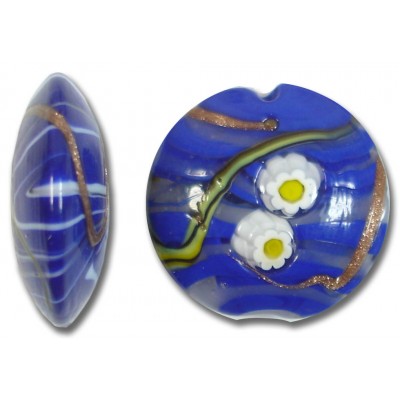 1 Murano Glass Medusa Sapphire 26mm Lentil Bead