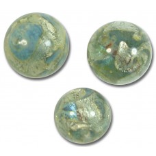 1 Murano Glass Aqua Blue Moonshine White Gold Foiled 16mm Bead