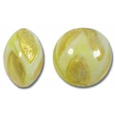 1 Murano Glass Lime Gold Foil 18mm Lentil Bead