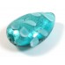 1 Murano Glass Verde Marino Feathers White Gold Foiled 33mm Drop Bead
