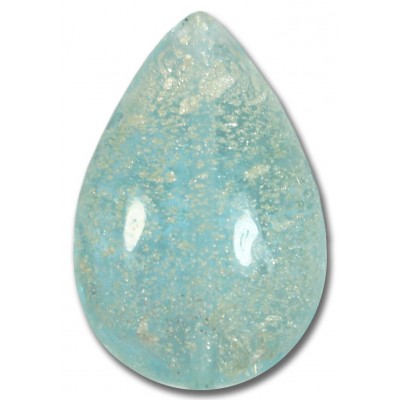 1 Murano Light Aquamarine Crackle White Gold Foiled 33mm Drop Bead