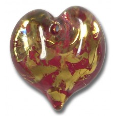 1 Murano Glass Ruby Red Heart 22mm Pendant
