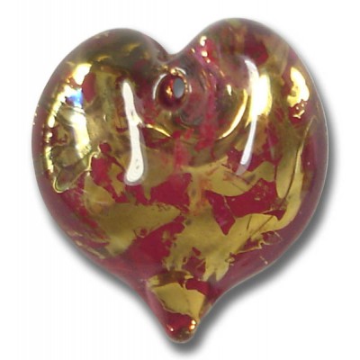 1 Murano Glass Ruby Red Heart 22mm Pendant