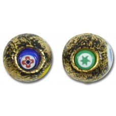 1 Murano Glass Millefiore Gold Foiled 16mm Round Bead