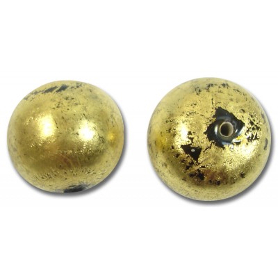 1 Murano Glass Gold Foiled 16mm Round Bead