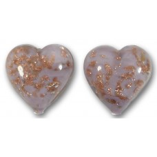 2 Murano Glass Light Amethyst Sommerso 14mm Heart Beads