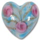 1 Murano Glass Roses Soft Blue Gold Aventurine 20mm Heart