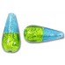 1 Murano Glass Lime and Dark Aqua Bicolour White Gold Foiled 20mm Drop - Choice of Top/ Bottom Colour