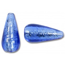 1 Murano Glass Sapphire Silver Foiled 20mm Drop