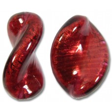 1 Murano Glass Rubino Gold Foiled Elica 20mm Twist Bead