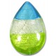 1 Murano Glass Lime Clear and Dark Aqua Tricolour White Gold Foiled 28mm Pear Drop