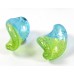 2 Murano Glass Bicolour Lime and Dark Aqua White Gold Foiled 16mm Elica Beads