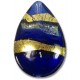 1 Murano Glass Sapphire  Gold Foiled Band 28mm Pear Drop