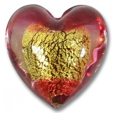 1 Murano Glass Rubino Goldfoiled 20mm Heart