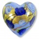 1 Murano Glass Amore Aquamarine and Sapphire Goldfoil & Aventurine 20mm Heart