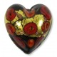 1 Murano Glass Amore Red Goldfoil & Aventurine 20mm Heart