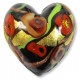 1 Murano Glass Amore Red Goldfoil & Aventurine 20mm Heart