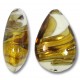 1 Murano Topaz Gingerbread Colour Swish Goldfoiled 20mm  Pear Drop