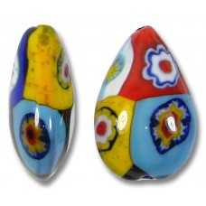 1 Murano Glass Classic Mosaic Millefiore 20mm Pear Drop
