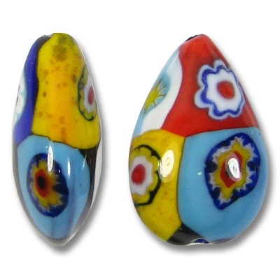 1 Murano Glass Classic Mosaic Millefiore 20mm Pear Drop