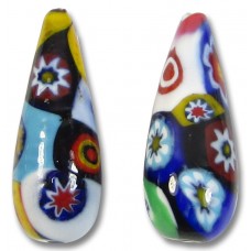 1 Murano Glass Classic Mosaic Millefiore 28mm Drop