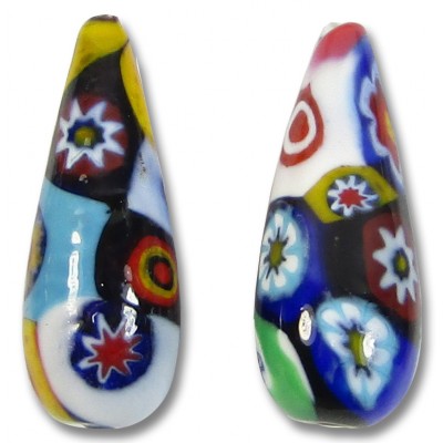 1 Murano Glass Classic Mosaic Millefiore 28mm Drop