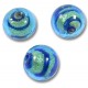 1 Murano Glass Goldfoiled Turquoise Velvet Sapphire 10mm Round Bead