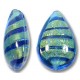 1 Murano Glass Goldfoiled Turquoise Velvet Sapphire 20mm Pear Drop Bead