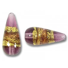 1 Murano Amethyst Gold Foiled Band 20mm Drop