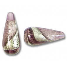 1 Murano Amethyst Ripple White Gold Foiled 20mm Drop
