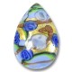 1 Murano Glass Amore Aquamarine and Sapphire Goldfoil 28mm Pear Drop