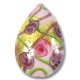 1 Murano Glass Amore Rose and Amethyst Goldfoil 28mm Pear Drop