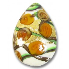 1 Murano Glass Amore Topaz Goldfoil 28mm Pear Drop