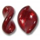2 Murano Glass Dark Ruby Gold Foiled Elica Twist Beads