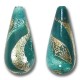 1 Murano Glass Verde Murano Glass Ripple White Gold Foiled 20mm Drop