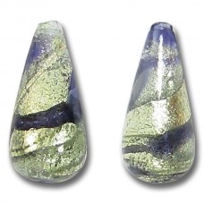 1 Murano Glass Purple Velvet and Alexandrite Ripple White Gold Foiled 20mm Drop