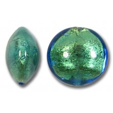 1 Murano Glass Kingfisher Goldfoil 14mm Lentil