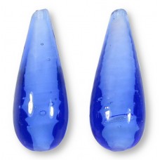 1 Murano Glass White Core Sapphire 28mm Drop