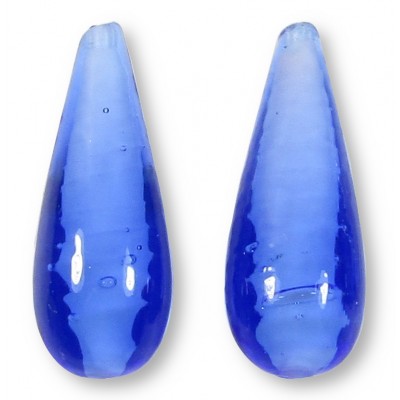 1 Murano Glass White Core Sapphire 28mm Drop
