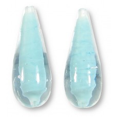 1 Murano Glass White Core Turquoise 28mm Drop