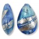 1 Murano Aquamarine and Sapphire Ripple White Gold Foiled 20mm Pear Drop