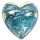 1 Murano Aquamarine and Sapphire Ripple White Gold Foiled 20mm Heart