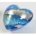 1 Murano Aquamarine and Sapphire Ripple White Gold Foiled 20mm Heart